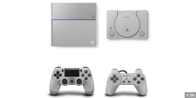 Vor 20 Jahren kam die Playstation 1 (rechts) auf den Markt. Vor fast einem Jahr erschien die Playstation 4 (links)