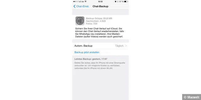 Whatsapp-Backup per iCloud und am Mac