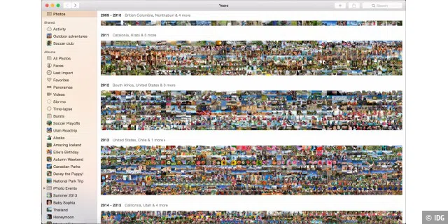 Fotos in OSX ist superschnell. Selbst durch tausende Foto kann man ohne ruckeln und warten scrollen.