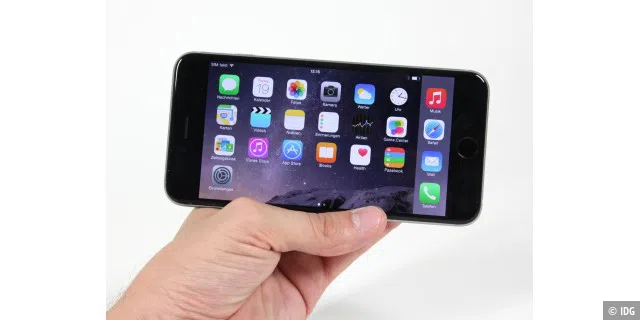 Neu und nur für das iPhone 6 Plus, Menü und Apps haben in der Queransicht ein alternatives Layout.