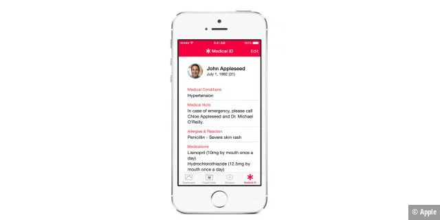 Die App Health kann wichtige Patientendaten aufbewahren.