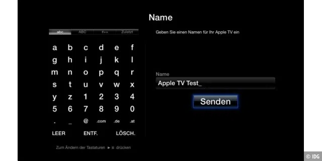 Die Konfiguration von Apple TV über das Menü ist mit der Fernbedienung etwas umständlich.