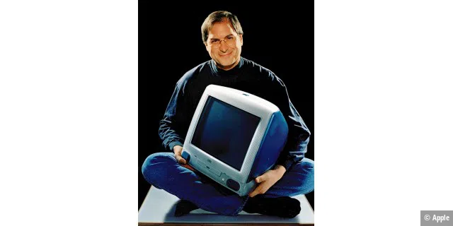 Zwei Ikonen auf einem Bild. Das iMac-Projekt war zwar schon vor Jobs’ Rückkehr angestoßen, doch gab Jobs wesentliche Impulse und überließ einem jungen Briten das Design: Johnny Ive