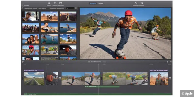 Auch iMovie hat Apple gründlich aufgeräumt. Hinzu kommt ein iCloud-Sync für Projekte.