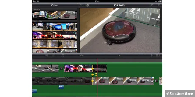 Mit einem Tipp werden die Sequenzen aus den Aufnahmen in iMovie geladen. Die Reihenfolge können Sie später noch ändern.