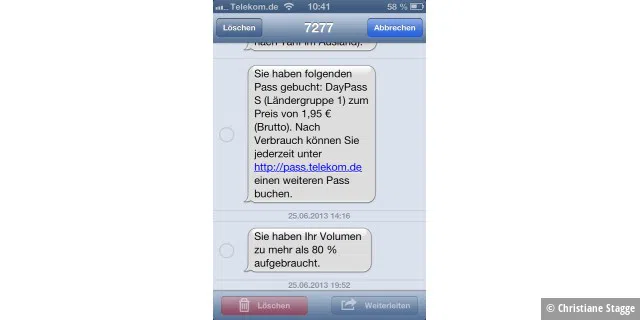 Die Tagespässe zum mobilen Surfen im Ausland lassen sich bei der Telekom ganz einfach per SMS buchen