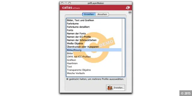 Ebenen: Das Plug-in PDF Layer Maker von Callas legt anhand von Prüfprofilen Objekte in einem PDF auf unterschiedliche Ebenen.