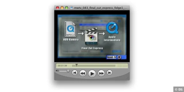 Alternative zu iMovie: Apples Final Cut Express. Klick auf das Bild startet Macwelt-TV