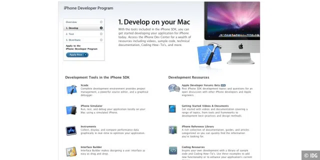 Apple stellt auf seinen Webseiten zahlreiches Material für iPhone-Entwickler zur Verfügung.