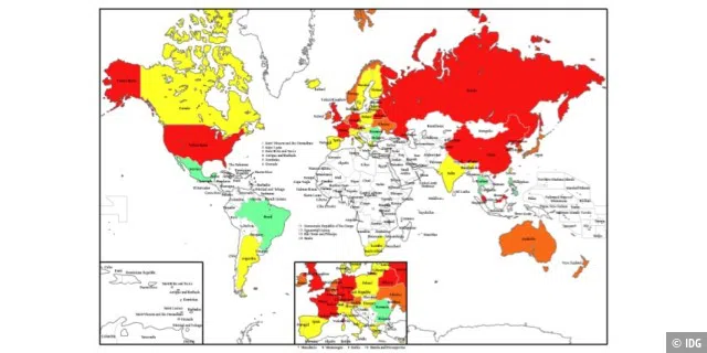 Weltkarte Überwachung