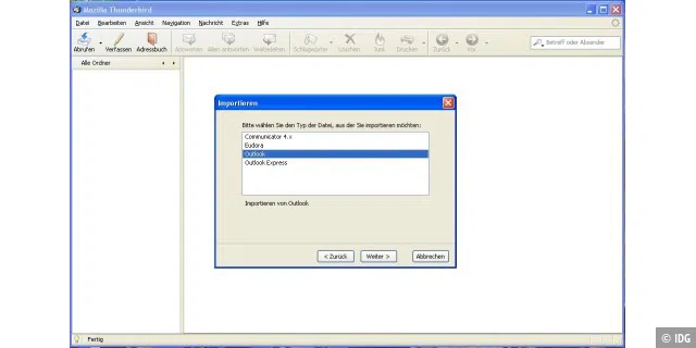 Der wichtigste Schritt ist, in Thunderbird (Windows) die E-Mails von Outlook zu importieren.