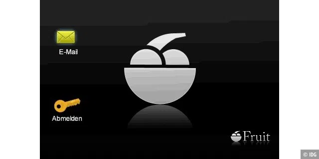 Eine Anspielung auf Rechner mit Obst-Logo.