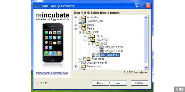 Mit der kostenlosen Software iPhone Backup Extractor lassen sich einzelne Mails, Fotos und mehr aus Backups zurückholen.