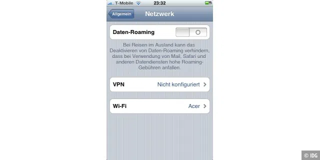 iPhone Daten-Roaming (GPRS oder 3G) abschalten
