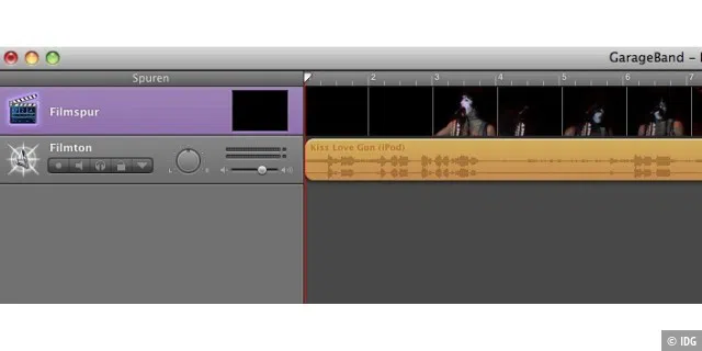 In Garageband kann man Videos leicht importieren, dabei lässt sich die komplette Filmspur löschen, wenn sie beispielweise nur aus einem Standbild besteht.