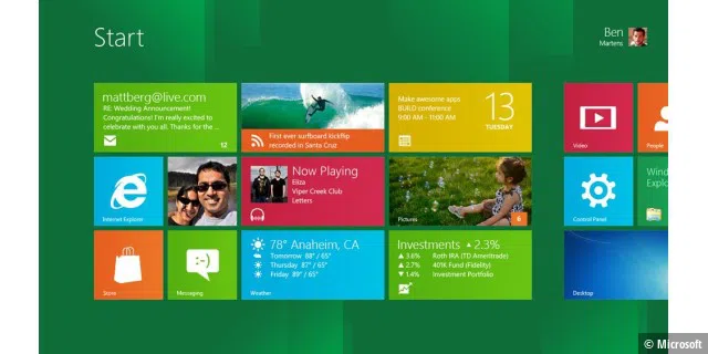 Das neue Startmenü von Windows 8.