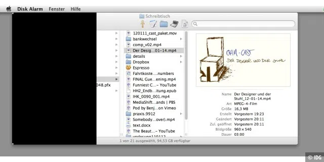 Auf einem älteren Macbook zeigt OS X Lion beim Start schwarze Löcher - das Fenster im Finder wird erst korrekt sichtbar, wenn einige Hintergrundsprogramme gestartet sind.