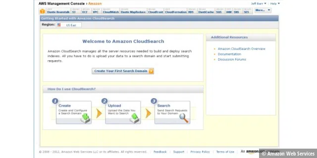 Das Setup der CloudSearch erfolgt in einfachen Schritten über die AWS-Konsole.