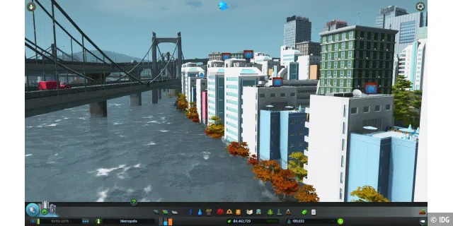 <b>Cities: Skylines</b><br1/>Die ufernahen Häuser baden gerade im Fluss ? ungewollt, natürlich!