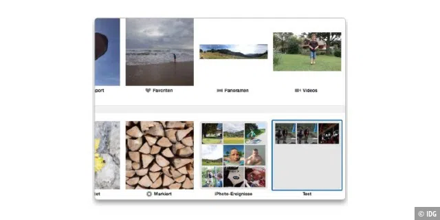 Die von iPhoto bislang automatisch angelegten Ereignisse übernimmt Fotos für OS X als normale Alben.