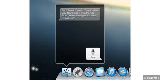 Diese Siri-Variante zeigt die Integration des Sprachassistenten ins Dock von OS X.