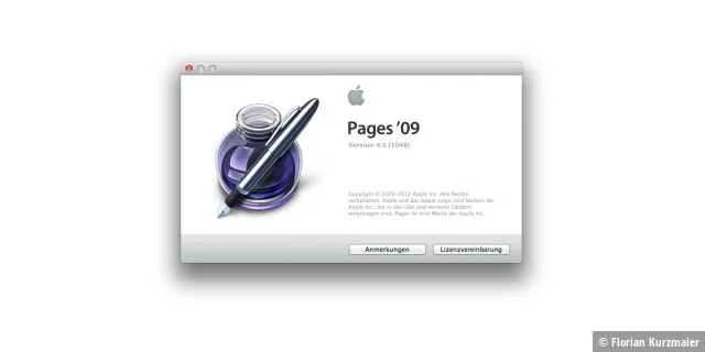 Sowohl Pages, als auch Keynote und Numbers laufen nach wie vor unter der Versionsbezeichnung iWork ‘09.
