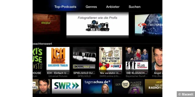 Die Podcast-Rubrik auf dem Apple TV versteckt Dutzende interessante TV-Sendungen.