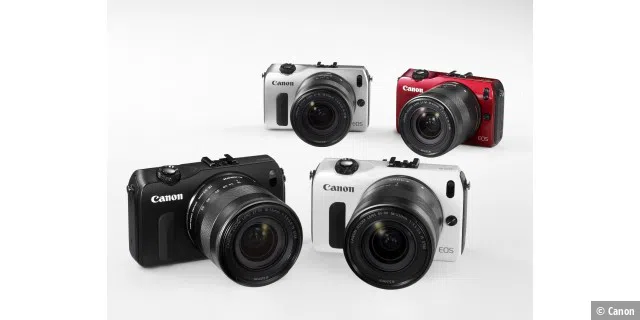 In vier Farbvarianten gibt es die Canon EOS M