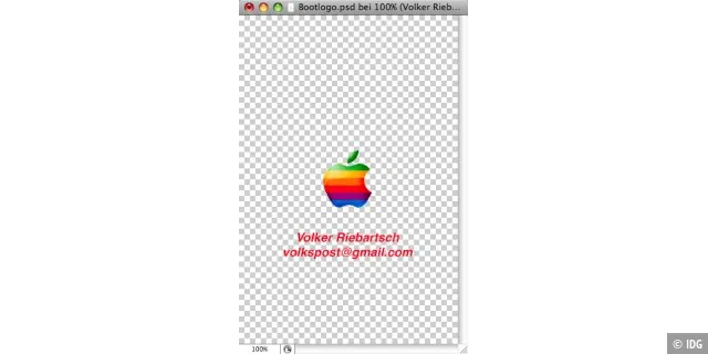 Eigenes Boot-Logo: Mit Grafikprogrammen wie Photoshop lässt sich ein Logo erstellen, dann als PNG-24 mit Transparenz speichern und über Pwnage Tool 2 (Mac-OS X) oder Winpwn (Windows) in die Firmware integrieren. Das Logo erscheint danach beim Start auf dem iPhone.