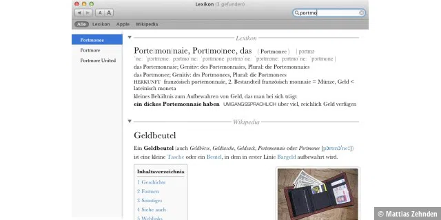 Dem Lexikon des Systems steht in OS X 10.8 endlich auch ein deutscher Duden zur Verfügung.