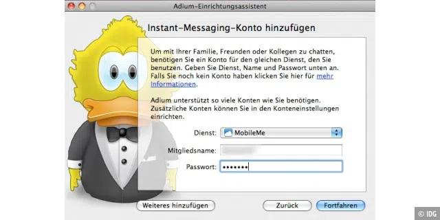 Die Multiprotokoll-Instant-Massaging-Software Portable Adium ist unter Mac-OS X 10.5 ein guter portabler Ersatz für iChat.