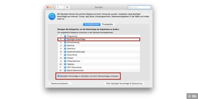 Spotlight sendet von nun an personenspezifische Daten an Apple, um angepasste Vorschläge für jeden Nutzer anzeigen zu können. Möchte man dies nicht, reicht ein deaktivieren dieser Funktion in den Systemeinstellungen.