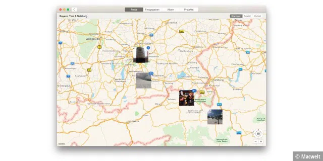 Fotos für OS X Karten