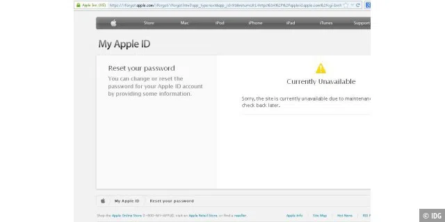 Leider ist das gelbe Warnzeichen auf der Seite nicht so erfreulich wie die gelben Zettelchen im Apple Online Store 