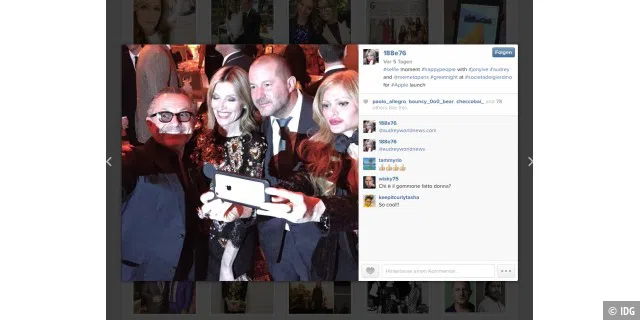 Das neue Apple: Jony Ive posiert mit Vetretern aus der Modebranche für Selfies.