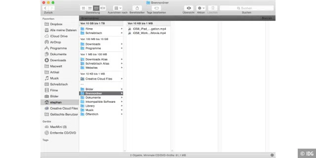 Unauffällig: Mac-OS X kann sogar Bluray-Medien beschreiben, kann allerdings nur Datenmedien erstellen.