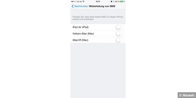 iOS 8.1 installieren und SMS-Weiterleitung