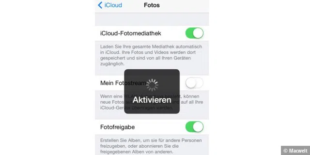 iCloud-Fotomediathek unter iOS 8