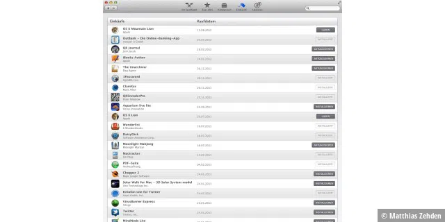 Mac App Store unter Mountain Lion verwalten