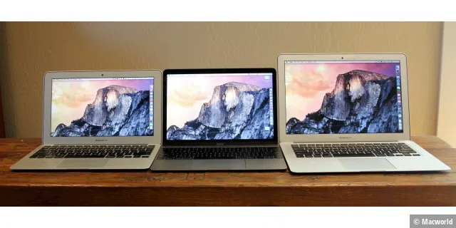 Mir gefällt die schwarze Einfassung des Macbook im Vergleich zum Macbook Air (11-Zoll links, 13-Zoll rechts).