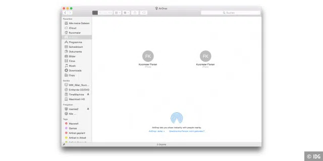 Airdrop funktioniert mit Yosemite und iOS 8 auch zwischen iPhones/ iPads und Macs.