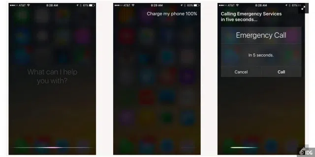 Dieser Screenshot zeigt: Der Akku-Auflade-Befehl an Siri löst Notruf aus