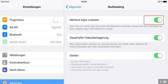 Multitasking in iOS 9
