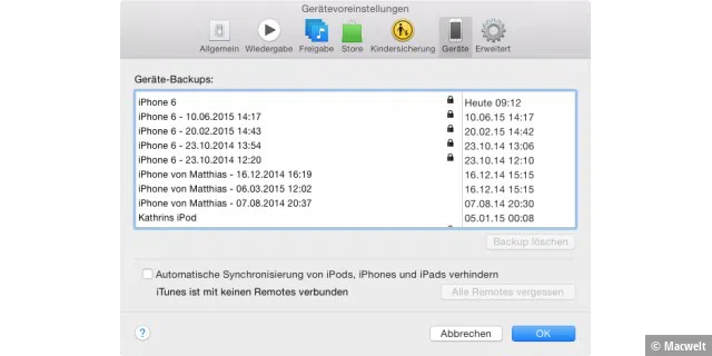 iOS-Geräte drahtlos per iTunes synchronisieren