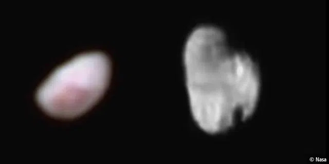 Die Pluto-Monde Nix (links) und Hydra (rechts). 