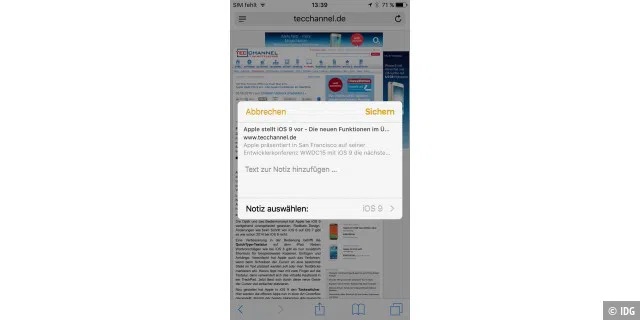 Apple iOS 9 auf dem iPhone - Notizen