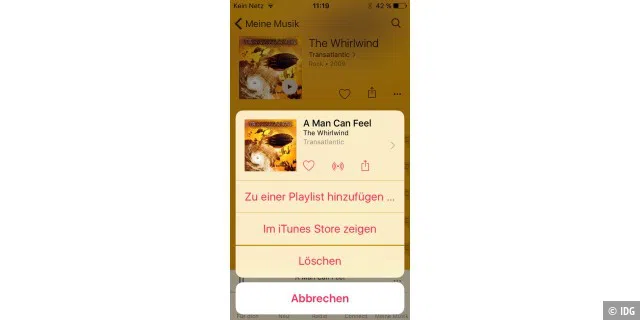 Die Music App präsentiert sich unter iOS 9 deutlich aufgeräumter, der Zufall bleibt aber weiter in der zweiten Ebene