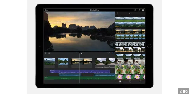 iMovie passt auf das größere iPad prima.