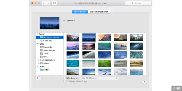 Wie alle neuen OS-X-Versionen bringt auch El Capitan neue Hintergrundbilder für den Schreibtisch mit.
