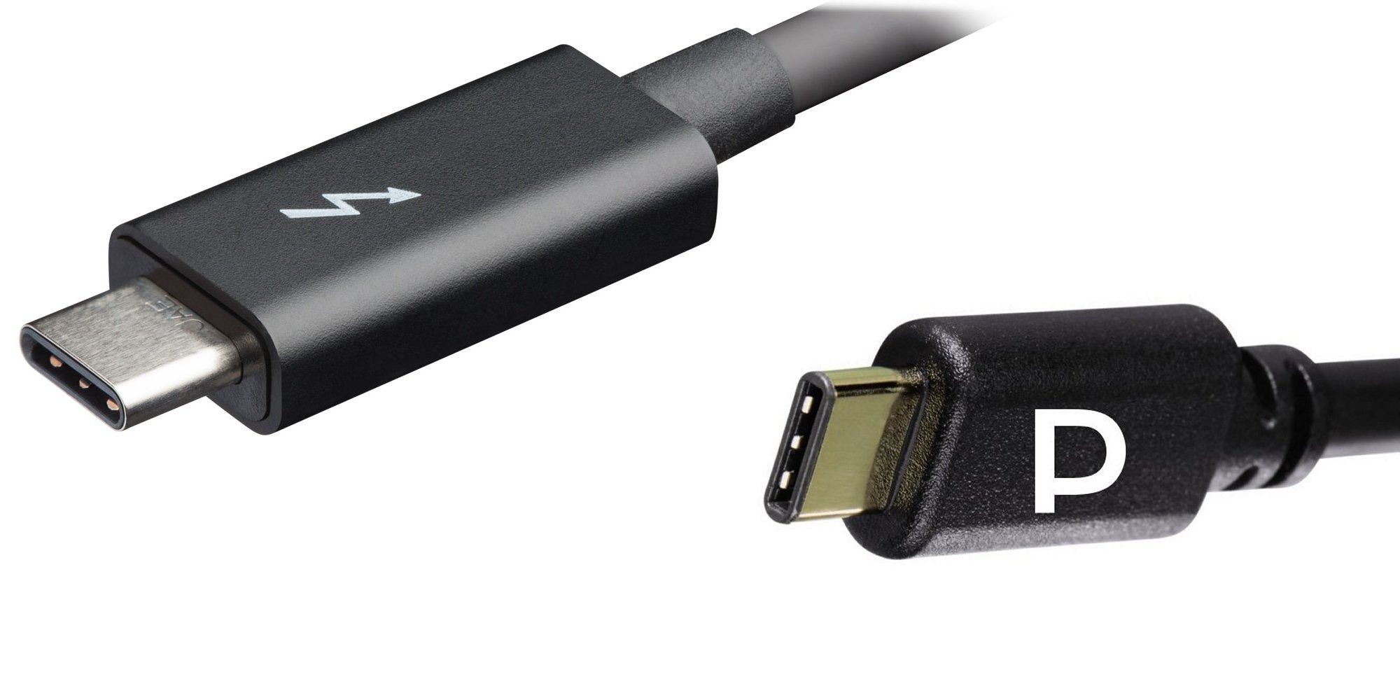 Thunderbolt (links) oder DisplayPort: USB C kennt auch Logos für zusätzliche Protokolle für die parallel Audio- und Videoübertragung.